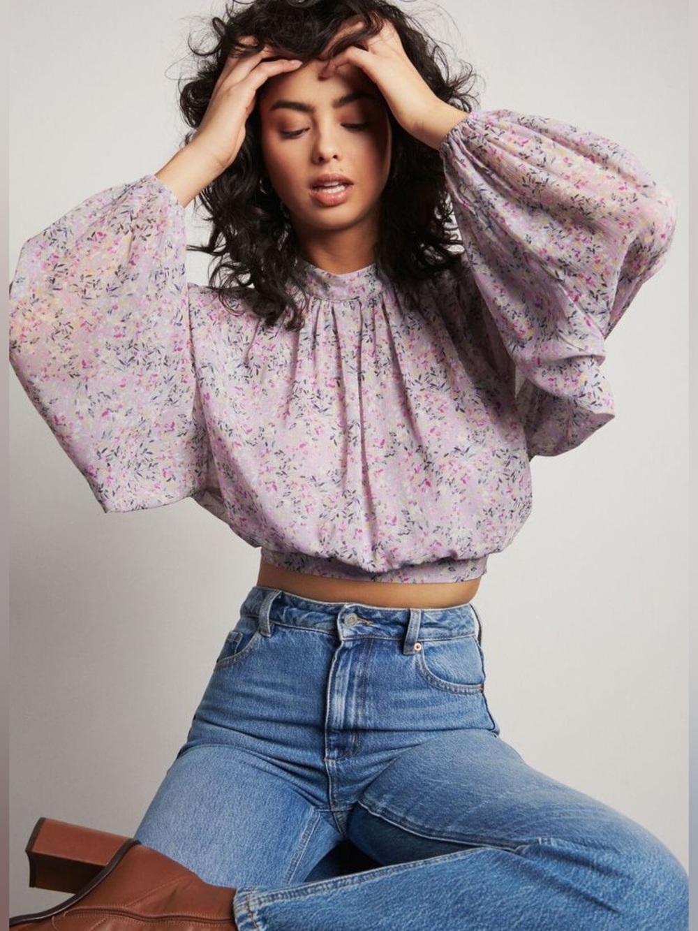 Floral Blouse in lavender Like New